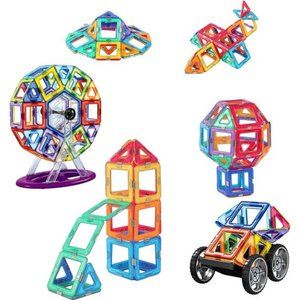 120 Piece Magnetic Tiles, Magnet Building Blocks, STEM Educational Kit
